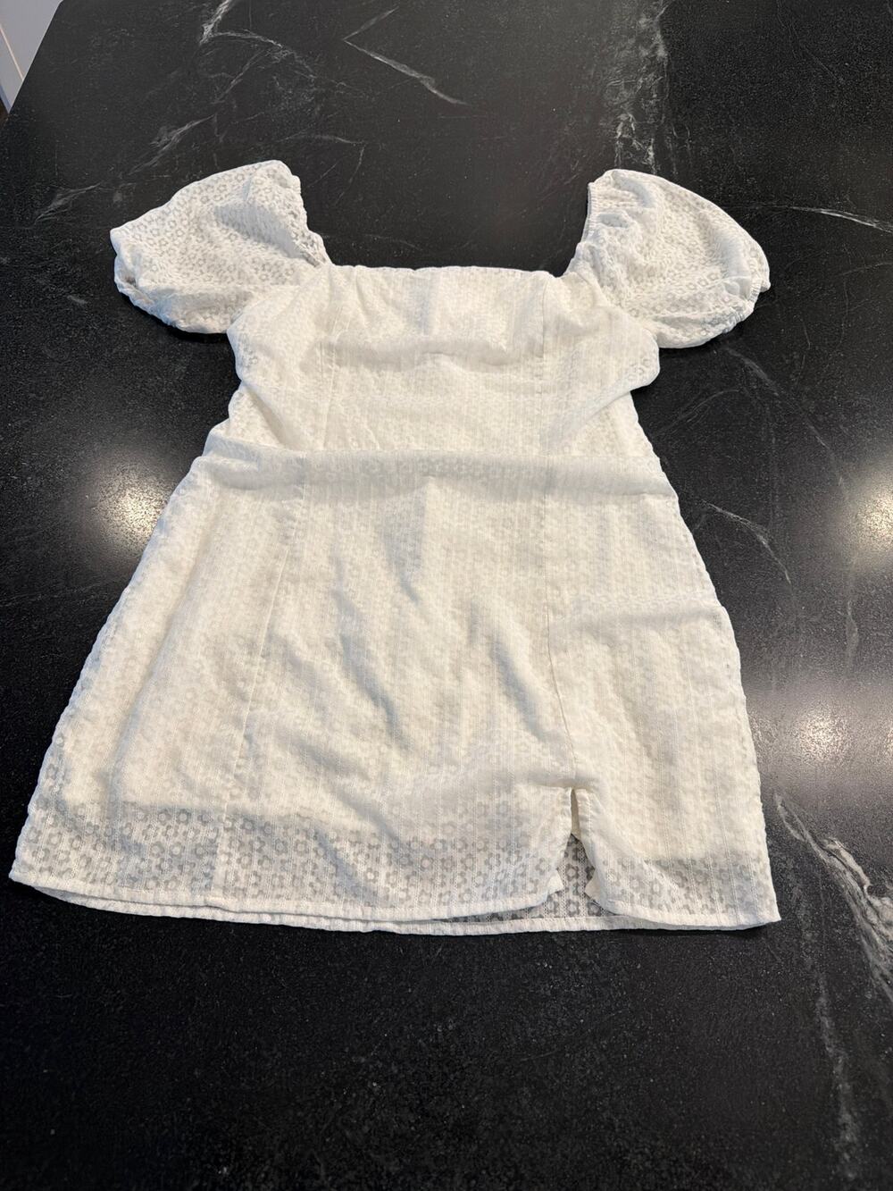 Altar'd State white eyelet floral puff sleeve mini dress MED